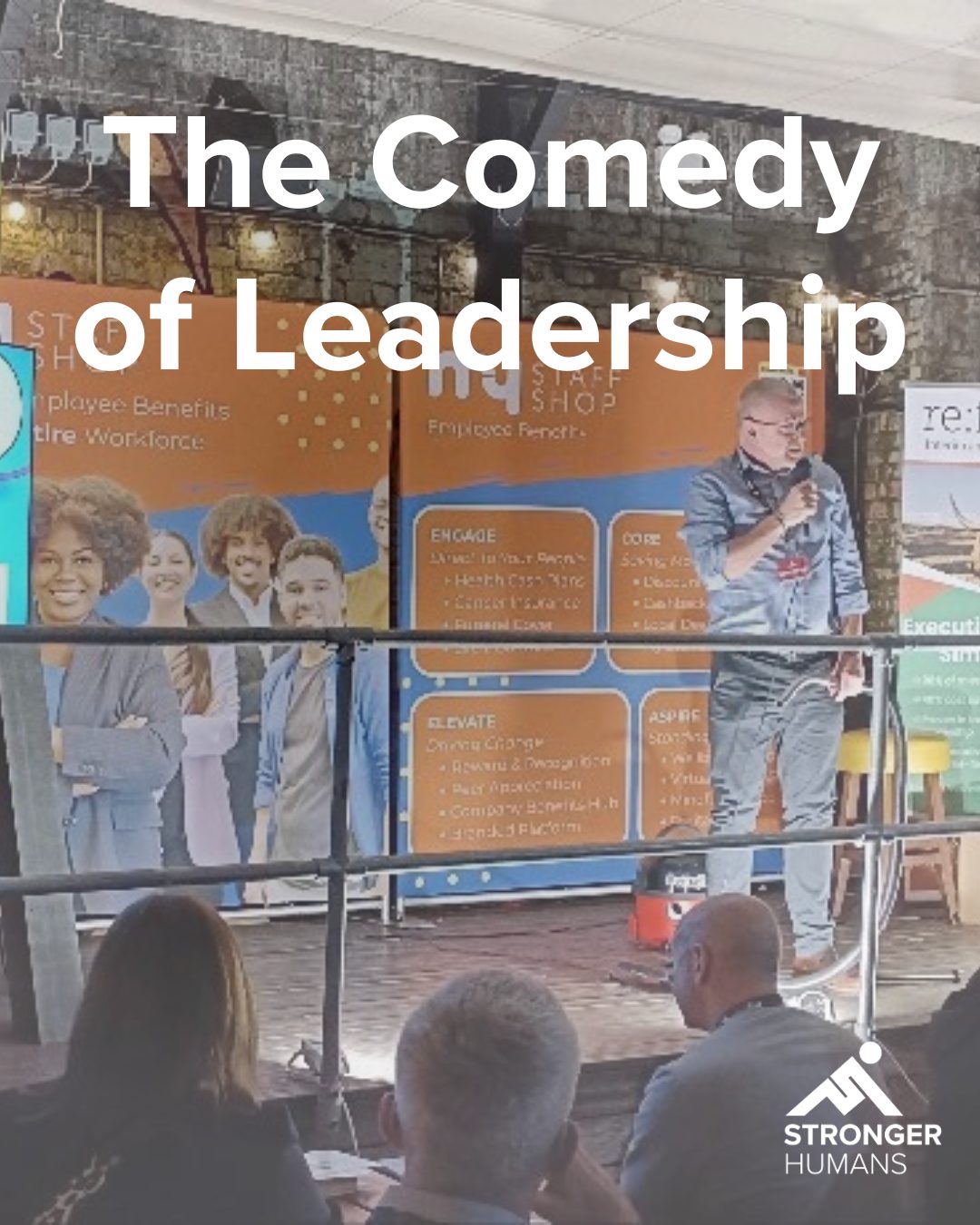 A thought-provoking reflection comparing leadership to stand-up comedy—exploring courage, credibility, storytelling, and handling workplace “hecklers” with confidence.